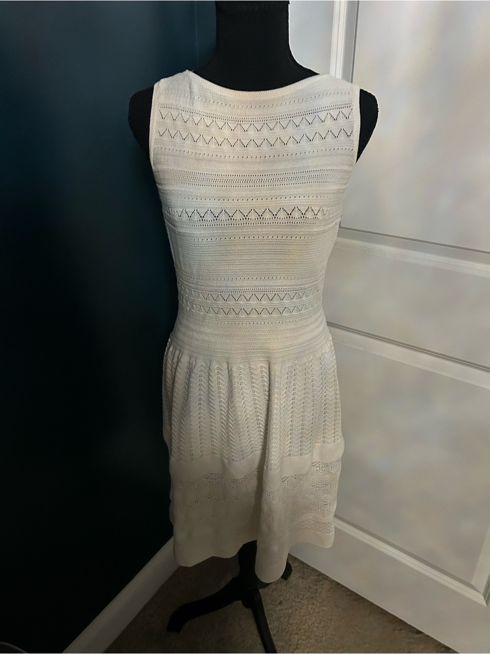 Ralph Lauren Cream Sleeveless Knit Midi Dress
